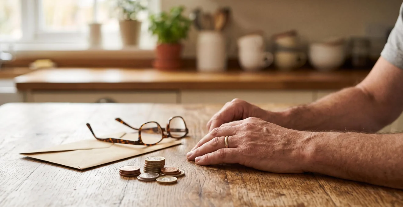 Une personne assise à une table examine calmement ses finances, symbolisant la gestion d'une perte de revenus face à un crédit à rembourser